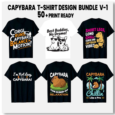 Print Ready Creative Capybara T-shirt Design professional logo creation