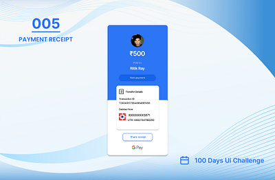 Day 005 - Payment Receipt 100 days ui 100days 100daysofui appdesign daily ui challenge design google pay google pay payment google pay payment receipt google pay redesign payment method payment receipt payment security redesign ui user interface