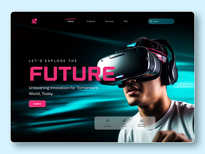 Futuristic website landing page. crypto future innovation landing page technology ui website