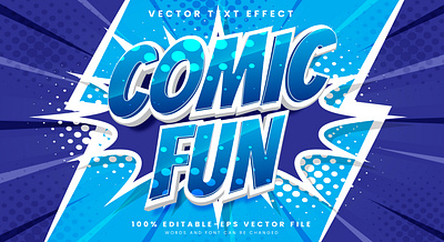 Comic Fun 3d editable text style Template doodle