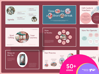 WORLD OF GIFTS Gifts Store Presentation PowerPoint Template deck design diagram figures gift gift store gifts modern muted pastel pitch deck powerpoint powerpoint template ppt ppt template pptx presentation presentation template toys vintage