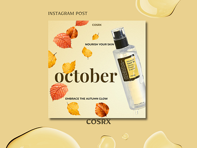 Cosrx October Essence Instagram Post adobe adobe photoshop autumn branding cosmetics cosrx essence fall graphic design instagram instagram post korean minimalist photoshop serum skincare social media social media desing social media post