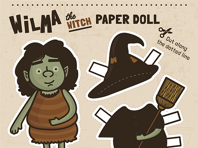 Wilma the Witch Paper Doll (FREE Download) crafts halloween paper doll witch