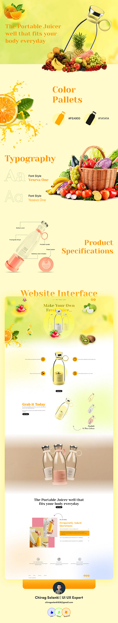 Portable Juicer and Blender branding creativity design figma figmadesign fresh juice landing page fruit juicer illustration landing page portable juicer blender ui uiux website design