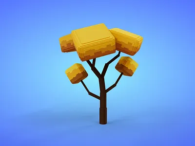 Voxel Tree 4.2 Model - 3D Lowpoly Game Asset 3d 3d model autumn fantasy game asset lowpoly magicavoxel voxedit voxel art yellow
