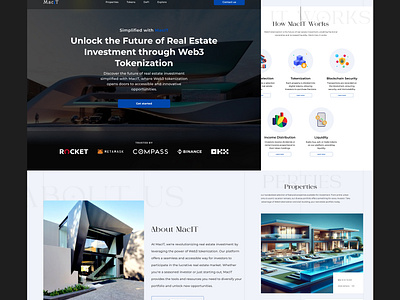 MacIT Web3 Tokenized Real Estate Landing Page 3d adobe xd animation blockchain branding crypto figma graphic design landing page logo motion graphics nft product design real estate ui ux web design web ui web3 website