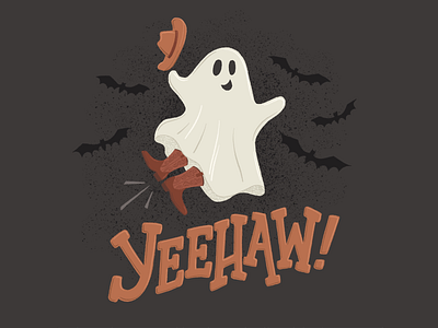 Yeehaw for Halloween! bats cowboy cowboy halloween cute cute halloween design digital illustration drawing ghosts halloween hand drawn handlettering happy halloween illustration lettering procreate art procreate illustration type typography yeehaw