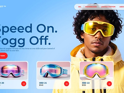 FogOFF™ Ski Goggle Landing Page Design landing page ui web design