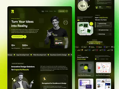 Personal Portfolio Landing page Design For UIUX Designer dark website designer portfolio home page landing page mondolsgraphic personal branding portfolio landing page portfolio template portfolio website ui uiux designer portfolio ux website design