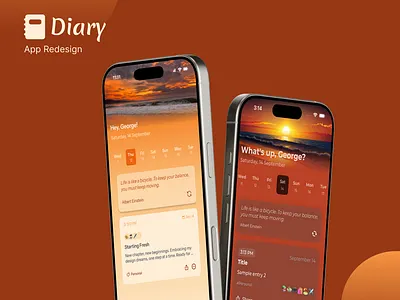 Diary App Redesign app appredesign design diaryapp figma gradients redesign ui uiredesign uiux ux