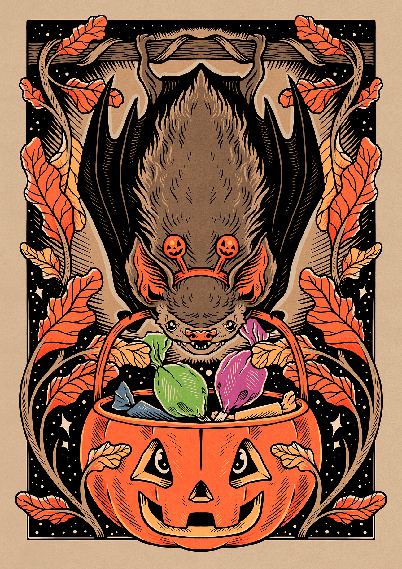 Trick or Treat art cute drawing halloween illustration jack o lantern pumpkin spooky