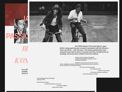 A Longread on Jane Birkin collage creativelayot design concept designer editorial figma fonts jane birkin longread tilda typography ui ui design web design web designer