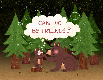 Can we be friends? acorn art artwork bear costume design forest friend handwriting illust illustration ipad peachtober24 peachtober24paw photoshop speechbubble stub tree tweetyheather