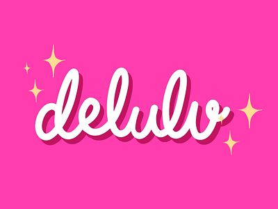 Delulu 3d lettering cursive delulu delusional design doodle lettering sparkle