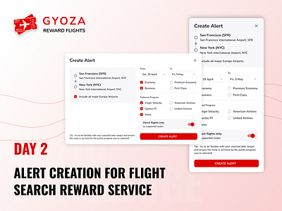 Alert Creation for flight search reward service alert creation australia flight search discover flights flight search alert flight search reward mobile alert mobile flight search saas flight search