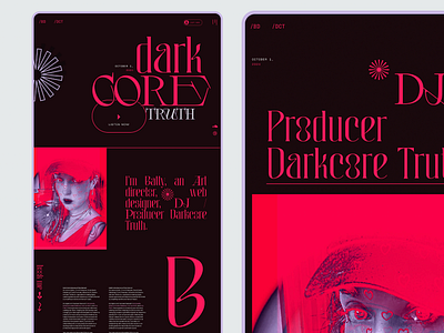 Further Blog Explorations animated black bright colorful dark dj interactive design landing page mobile ui mobile ux pink purple red techno typographic typography web design