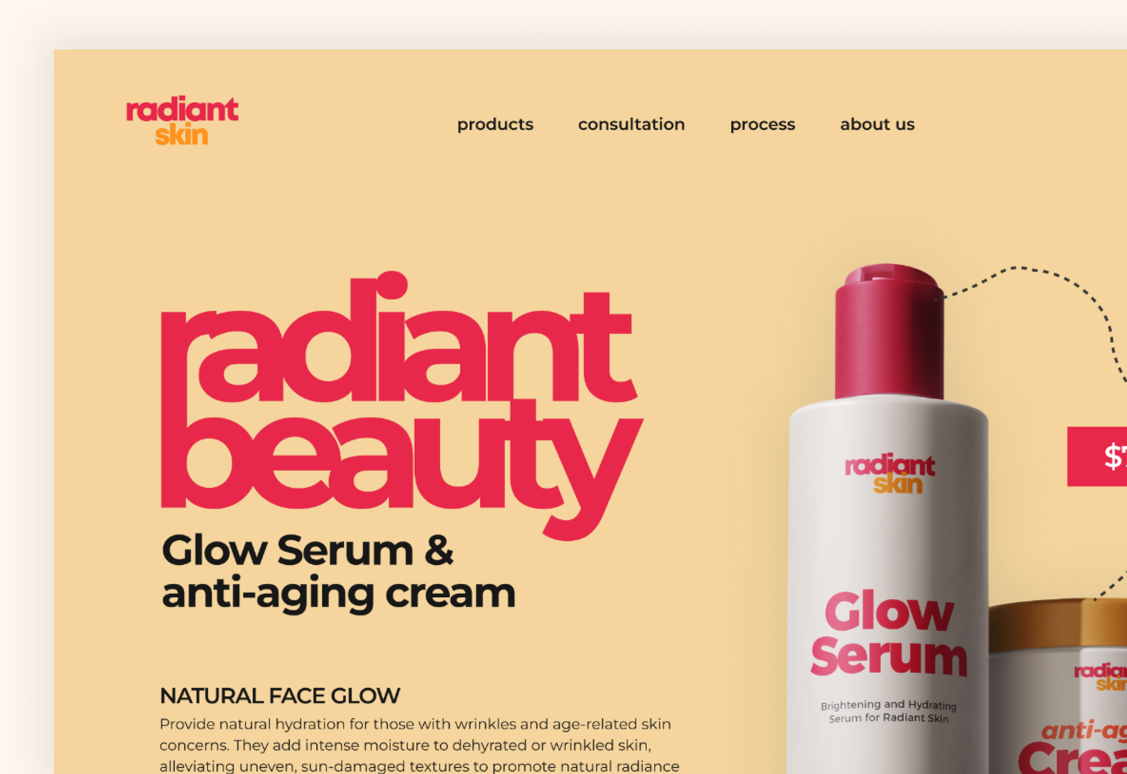 Radiant Skin - Landing Page cosmetic website landing page ui uiux user interface website design