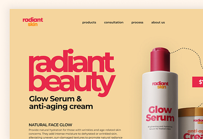 Radiant Skin - Landing Page cosmetic website landing page ui uiux user interface website design