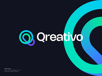 Logo Design for a Futuristic, Creative, Innovative Agency abstract logo agency brand identity branding conceptual logo creative futuristic gradient logo icon idea identity infinity innovative logo logo design logotype loop modern logo q logo saas