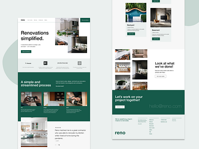 Reno's Landing Page branding graphic design innovative brand intuitive design landing page logo modern renovation simplified experience ui user experience website design