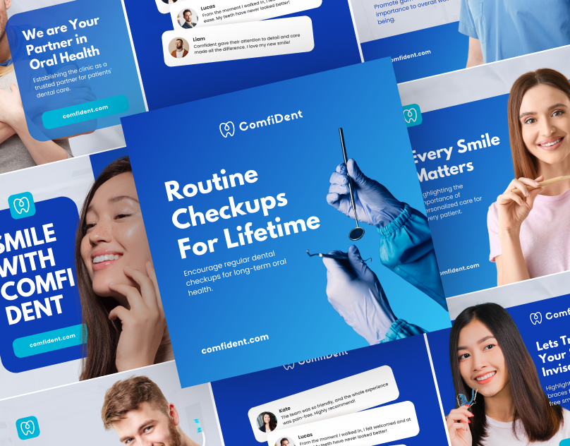 ComfiDent advertisement branding design digital media graphic design logo visual designs