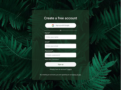#001_Sign up #DailyUI create account dailyui figma google green plants signup uidesign webdesign