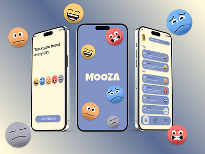 MOOZA-Mood tracker design mobile ui