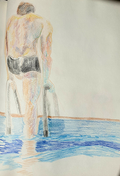 swimmer artwork illustration pencils