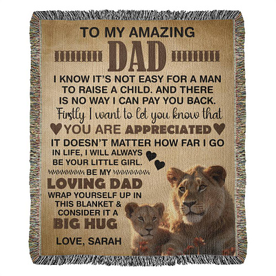 Woven Blanket For Dad From Daughter blanket blanket design dad and daughter fathers day gift gift for dad graphic design logo present for dad proud dad shineon ui