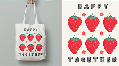 Happy Together Totebag Design design digital art food graphic design illu illustration illustrator vector vectorart