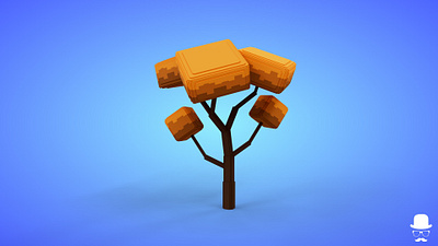 Voxel Tree 4.3 Model - 3D Lowpoly Game Asset 3d 3d model autumn fantasy game asset lowpoly magicavoxel orange voxedit voxel art