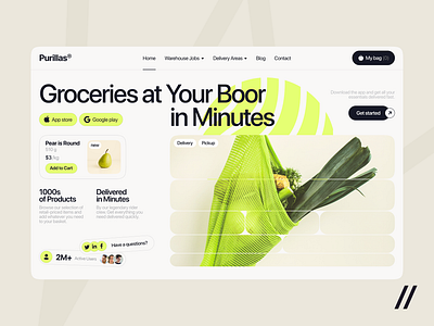 Purillas - Grocery Shopping Landing Page 3d animation branding graphic design interface landing page logo motion graphics shopify store ui ux web designing webseries website