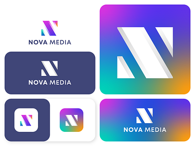 Nova Media branding clean colorful logo design gradient logo graphic design logo minimal minimal logo modern logo n n logo simple logo