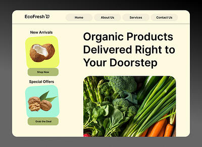 "EcoFresh" Organic Product Delivery Website delivery desktop eco green products ui ux web design yellow