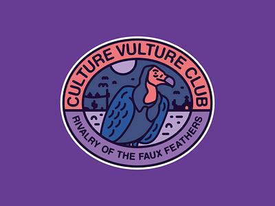 Cult Vult Club Badge Idea badge flat design illustration monoline vulture