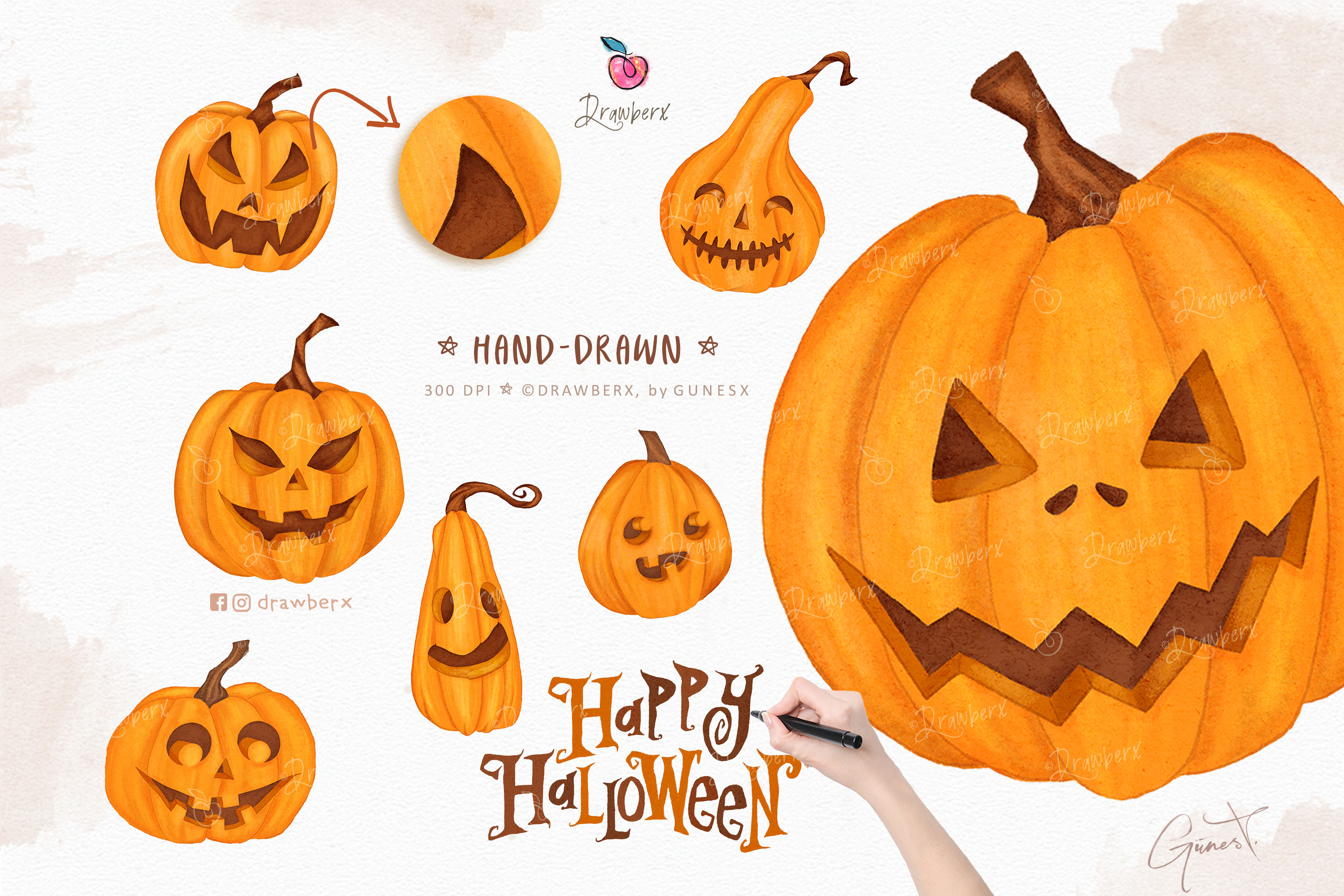 Halloween Pumpkin Face illustration by Drawberx on Dribbble