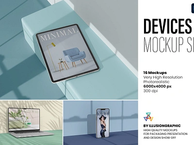 Devices Mockups Set - 16 views ads advertising application imac iphone iphone mock mac book monitor presentation responsive retina