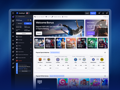 Gambling X | Betting Landing Page UI Design bahis bet betting cards casino clean compact figma gambling homepage interactive kumar landing page modern sidebar sportsbook ui ui design ux web design