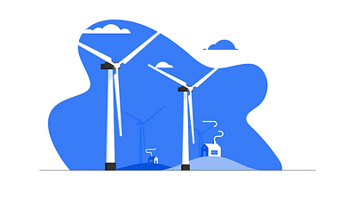 Wind Turbines animation blue graphic design minimal motion graphics vector wind turbines