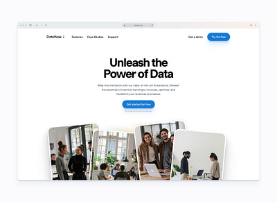 hero ai clean data hero home page landing page people simple ui