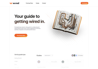 Wired In. bento bento grid design gradient hero illustration landing landing page light orange proxies proxy saas tech ui ui design web web design wired wires