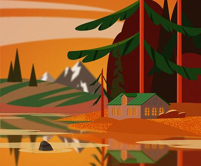 Autumn here illustration adobe illustrator autumn forest illustration landscape