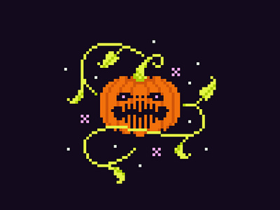 Pixel Art Design - Inktober 2024 - Jack O Lantern 8 bit dark fantasy fall fantasy halloween illustration inktober jack o lantern magical pixel pixel art pixelated pumpkin retro video game spooky spooky season