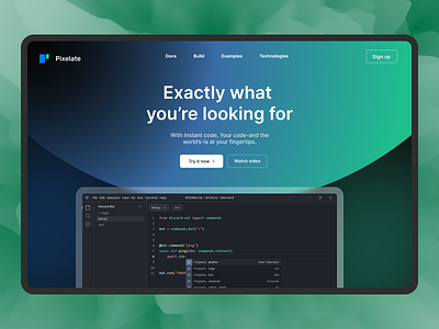 Pixelate a code platform! design figma hero herosection landing logo ui ux website