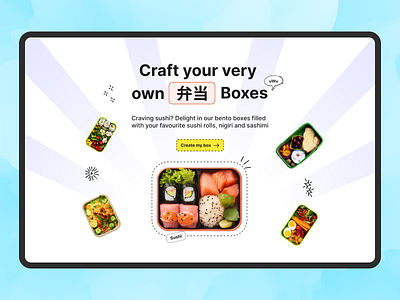 Bento Lunch box landing page! branding design figma hero landing ui ux website