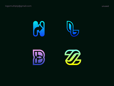 Logo Alphabet 06- H, L, B, Z letter mark alphabet b brand identity brand logo branding gradient graphic design h icon l letter mark logo logo design logomultiply logos saas tech technology z