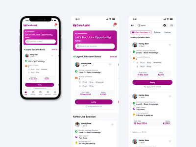 CareAssist - Homepage & Search Results Design for Job Platform caregiving home homepage jobplatform searchresults