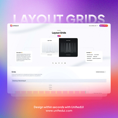 Grids - UnifiedUI component components design grids minimal properties ui ui design unified ui unifiedui ux variants website