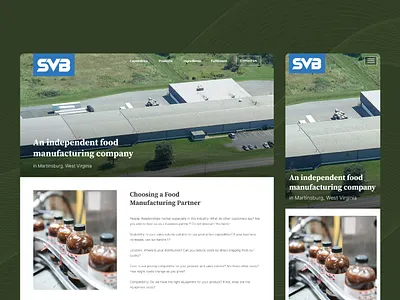 Website design for a food manufacturing company about landing page location manufacturing mapview modern ui unique ux web design website
