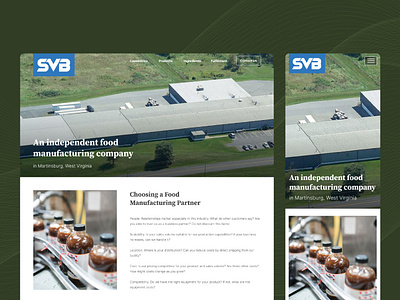 Website design for a food manufacturing company about landing page location manufacturing mapview modern ui unique ux web design website